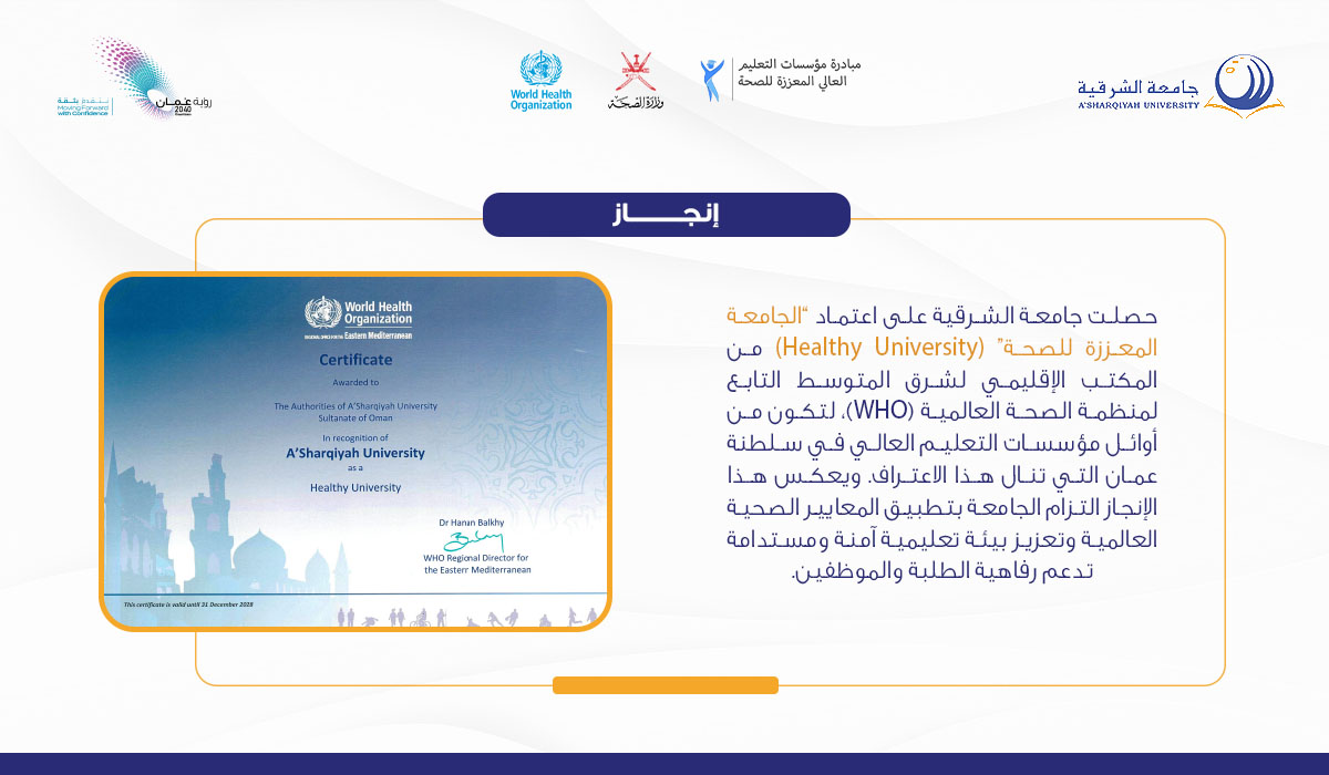 A’Sharqiyah University – Healthy University